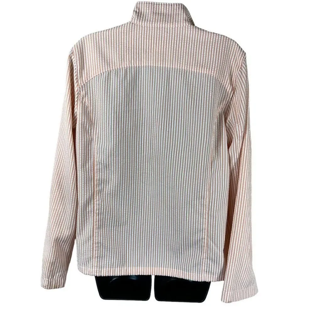 Women’s Orvis Peach White Zip Front Seersucker Jacket